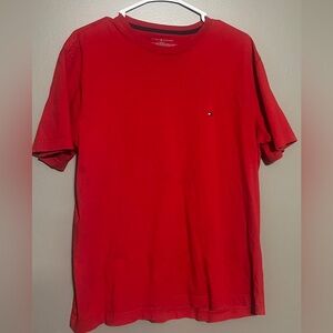 Tommy Hilfiger Men's Large ~Crew Neck Flag Logo Red- Cotton T-Shirt